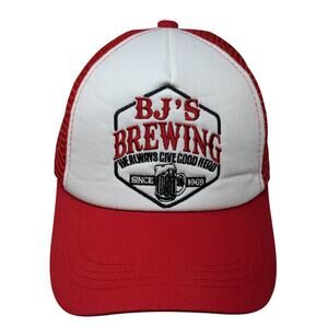 BJ's Brewing Since 1969 Trucker Hat Red One Size Adjustable Mesh Back Spirit